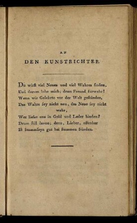An Den Kunstrichter.