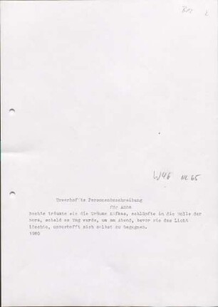 [W46]: Unverhoffte Personenbeschreibung für Anna