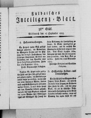 38tes Stück, Ausgabe vom 18. September 1805