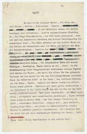 [Es roch in der winzigen Kabuse, die Küche war]. [Berlin]. Erste Fassung