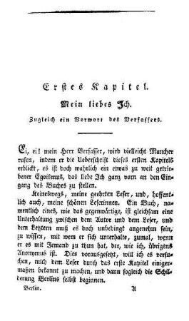 Erstes Kapitel. Mein liebes Ich