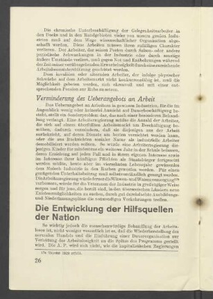 Die Entwicklung der Hilfsquellen der Nation