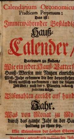 Calendarium oeconomicum practicum perpetuum