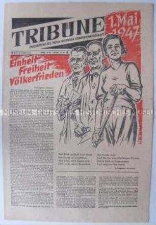Tageszeitung des FDGB "Tribüne" zum 1. Mai