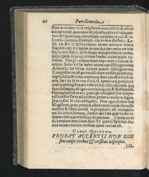 Caput Quintum. Probat Accentis Non Esse sine causa vocibus & versibus adscriptos.