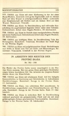 29. Arbeiten der Meister der Provinz Inaba. Nr. 782-790