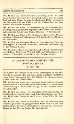 29. Arbeiten der Meister der Provinz Inaba. Nr. 782-790