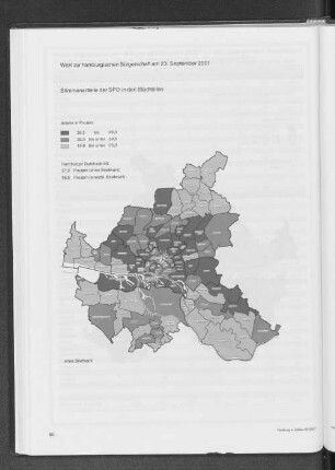Stimmenanteile der SPD in den Stadtteilen