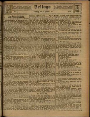 Zweite Ausgabe vom Sonntag, den 22. Januar 1922.