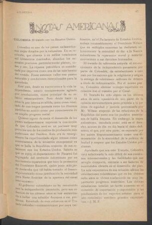Notas americanas : Colombia: El tratado con los Estados Unidos.