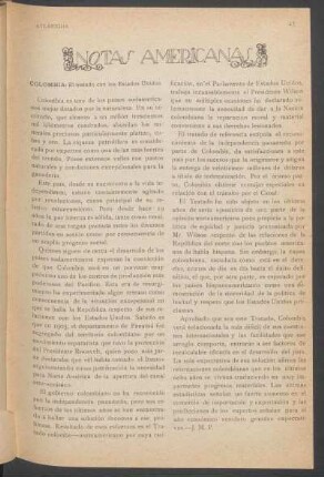 Notas americanas : Colombia: El tratado con los Estados Unidos.