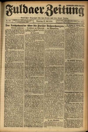 Ausgabe vom Dienstag, den 15. Juli 1924.