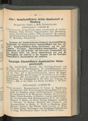 Vereinigte Elbeschiffahrts-Gesellschaften Aktien-gesellschaft.