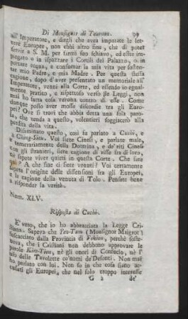 Num. XLV. Risposta di Cuchi