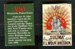 Streichholzschachtel mit historischer Plakat-Kunst für "Atika"-Zigaretten