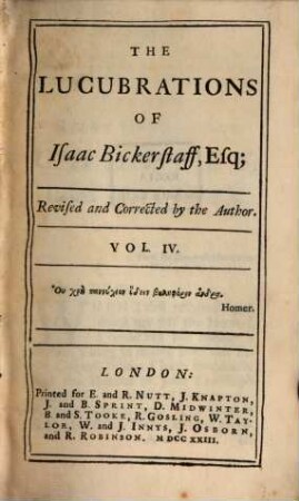 The lucubrations of Isaac Bickerstaff, esquire. 4. 1723
