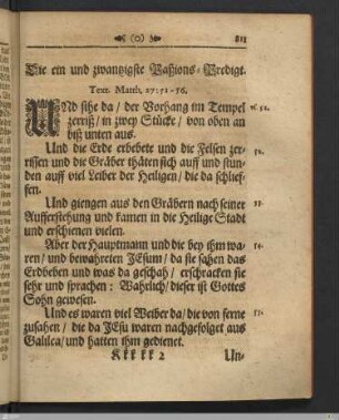 Die ein und zwantzigste Paßions-Predigt.