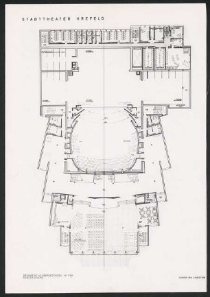 Stadttheater, Krefeld: Grundriss 1. OG, 2. Entwurf