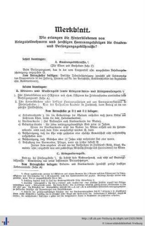 Merkblatt für Hinterbliebene.