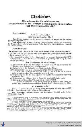 Merkblatt für Hinterbliebene.