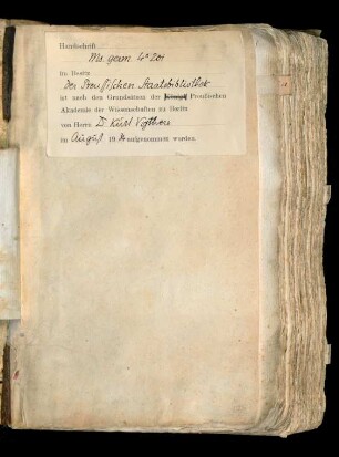 Beschreibungsnachweis der Preuß. Akad. d. Wiss.