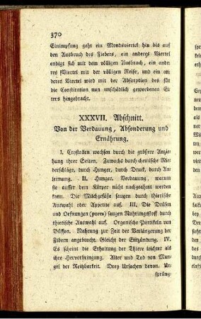 XXXVII. Abschnitt. Von der Verdauung, Absonderung und Ernährung.