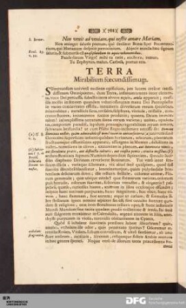 Terra Mirabilium foecundissimum