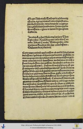 Jacobus Locher: Brief an Conradus Rauh, Abt von Wiblingen.