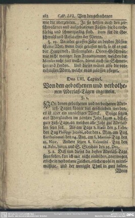 Das LVI. Capitel. Von den gebothenen und verbothenen Aderlaß-Tägen ungemein