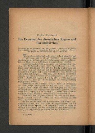 Erster Abschnitt. Die Ursachen des chronischen Magen- und Darmkatarrhes.