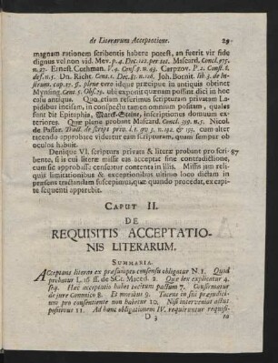 Caput II. De Requisitis Acceptationis Literarum.