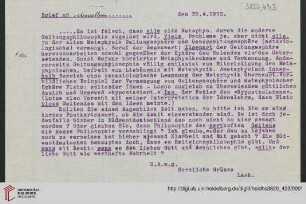Heid. Hs. 3820,423: Brief von Emil Lask an Otto Baensch
