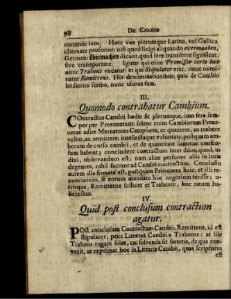 IV. Quid post conclusum contractum agatur.