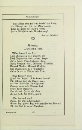 Einzug. 7. Dezember 1864