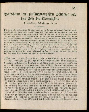 Betrachtung am fünfundzwanzigsten Sonntage nach dem feste der Dreieinigkeit