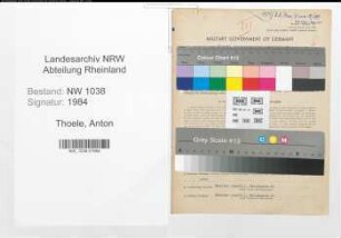 Entnazifizierung Anton Thoele , geb. 08.09.1888 (Schuhmacher)