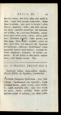 XVI. C. Plinius Erucio Suo S.
