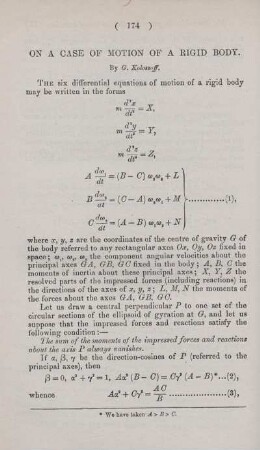 On a case of motion of a rigid body.