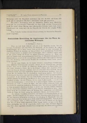 Geschichtliche Entwicklung der Anschauungen über das Wesen der elektrischen Wirkungen.