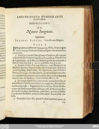 Disputatio I. De Naturae Integritate. Respondente Iohanne Eniedi, Transillvano-Ungaro.