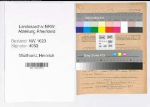 Entnazifizierung Heinrich Wulfhorst , geb. 10.02.1886 (Werkmeister)