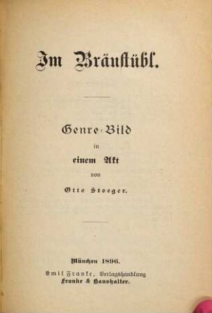 Im Bräustübl : Genre-Bild in einem Akt