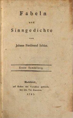 Fabeln und Sinngedichte, 1