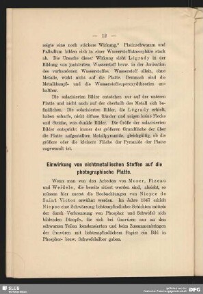 Einwirkung von nichtmetallischen Stoffen auf die photographische Platte