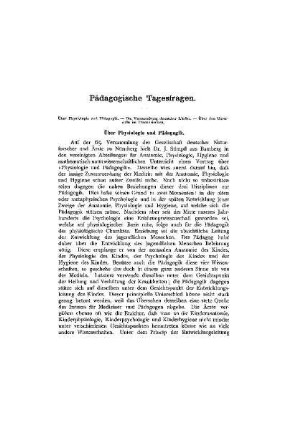 Pädagogische Tagesfragen