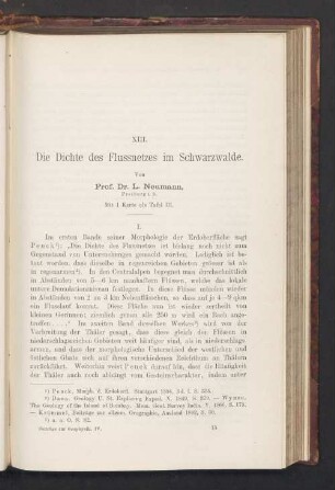 XIII. Die Dichte des Flussnetzes im Schwarzwalde