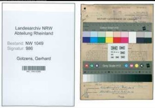Entnazifizierung Gerhard Gotzens , geb. 27.04.1902 (Verwaltungsangestellter)
