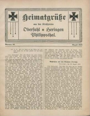 40.1918: Heimatgrüße aus den Kirchspielen Obersuhl, Heringen, Philippsthal