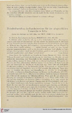 Zeitschriftenschau des Landesinstitus für den altsprachlichen Unterricht in Köln