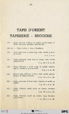 Tapis d'Orient - Tapisserie - Broderie (Nr. 129-150)